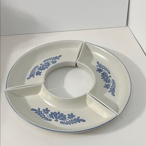 Pfaltzgraff Cream and Blue Floral Divided Platter